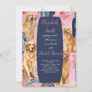 Cute preppy golden retriever invitation chien