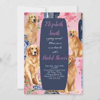 Cute preppy golden retriever invitation chien