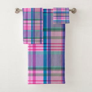 Cute Preppy Retro Plaid Motif en rose et bleu