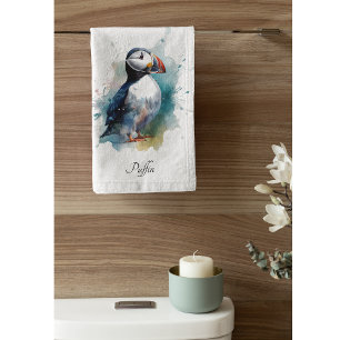 Cute puffin en bleu aquarelle personnalisable