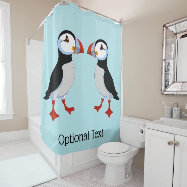 Cute Puffins Design Douche Rideau (En situation)