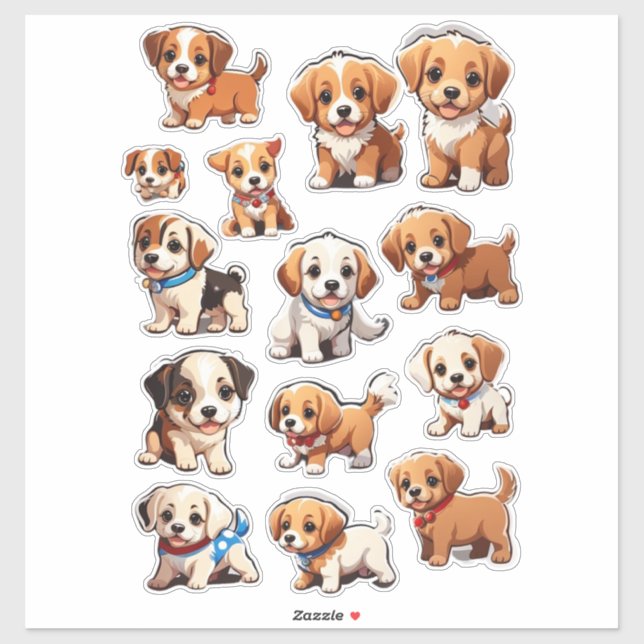 Cute Puppies Mega Sticker Bundle (Feuille)