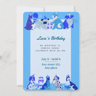Cute Puppy Birthday Invitation for Boys