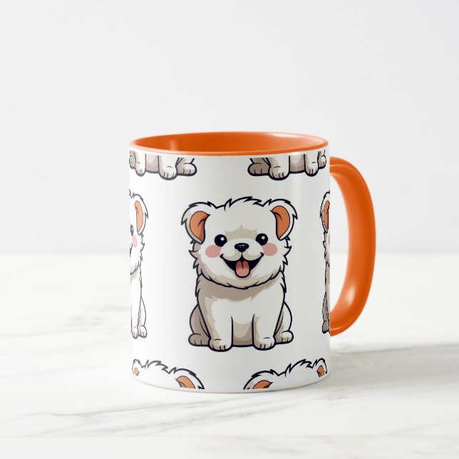 Cute Puppy Mug – Seamless Dog Pattern (Devant droit)