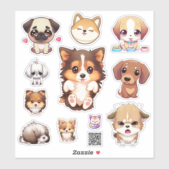 cute puppy stickers (Feuille)