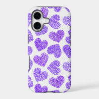 Cute Purple Doodled Heart Valentine's Day Motif