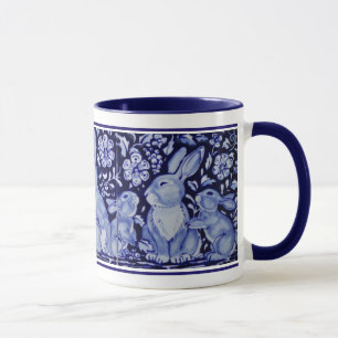 Cute Rabat Famille Bleu Blanc Delft Dedham Mug