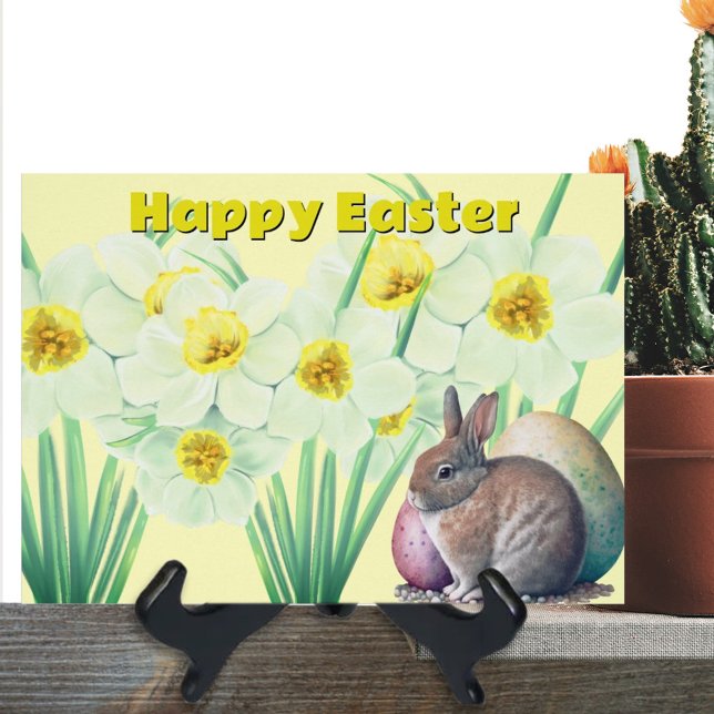 Cute Rabbit Aquarelle blanche Daffodil Fleurs (Créateur téléchargé)