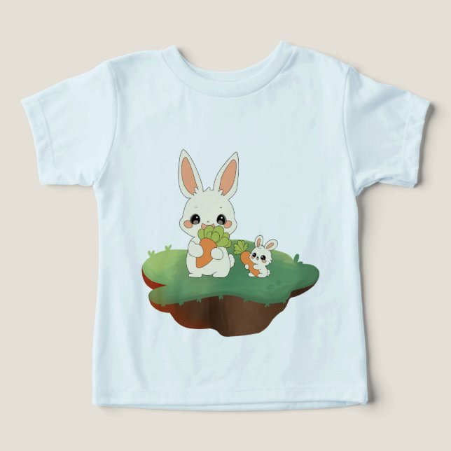 Cute Rabbit Duo with Carrots (Design Recto)