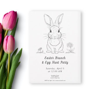 Cute Rabbit Line Art - Invitation à la chasse aux 