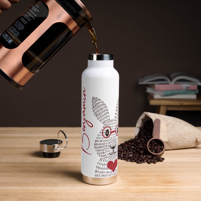 Cute Rabbit Rouge Bouteille d'eau unique Rouge (Gym)