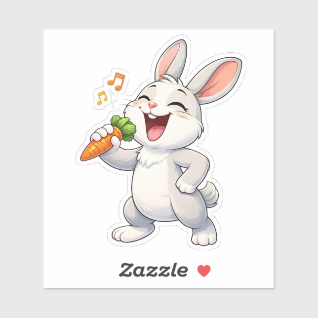 Cute Rabbit Singing Custom-Cut Vinyl Sticker (Feuille)