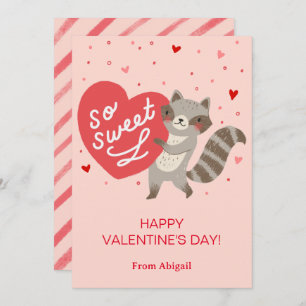 Cute Raccoon Enfants Classe Valentine Carte de not