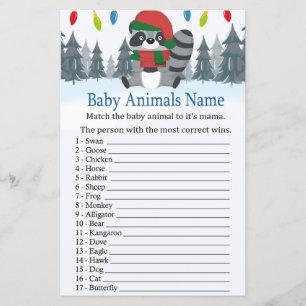 Cute Raccoon Noël Bébé Animaux Nom Jeu