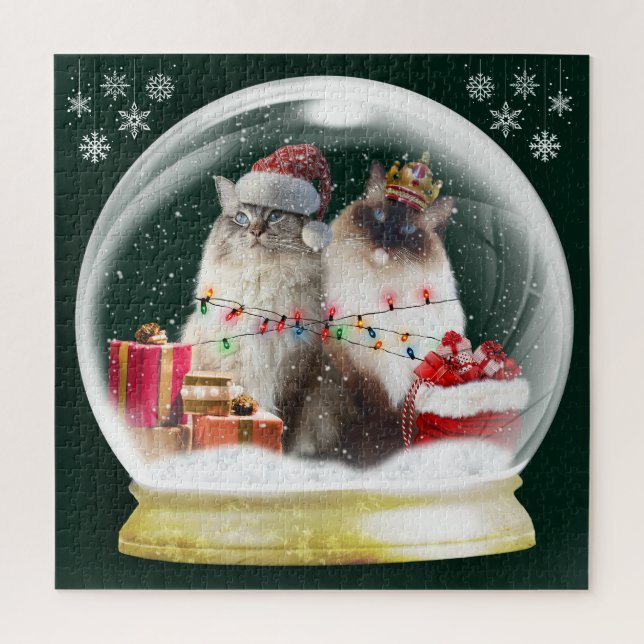 Cute Ragdoll Chats dans le Monde des neiges Puzzle (Vertical)