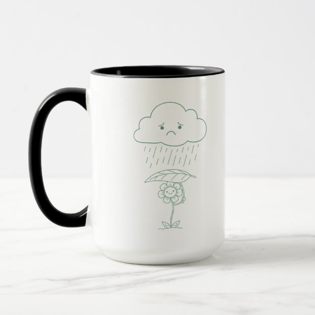 Cute Rain Cloud and Flower Coffee Mug (Gauche)