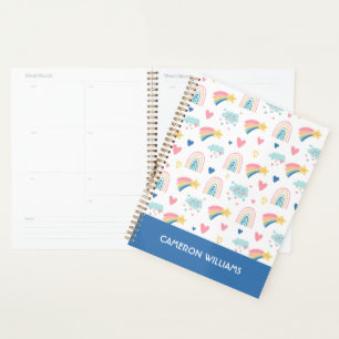 Cute Rainbow Hearts & Clouds Motif