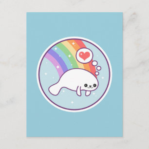 Cute Rainbow Manatee Invitations d'anniversaire