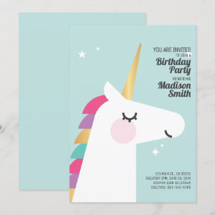 Cute Rainbow Unicorn Anniversaire Fête Invitation