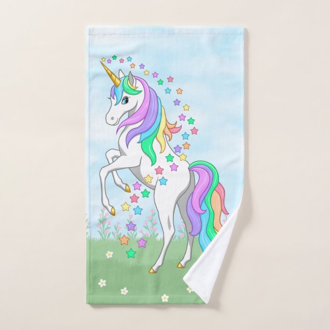 Cute Rainbow Unicorn Colorful (Serviette à main)