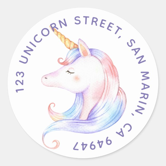 Cute Rainbow Unicorn Girls | Étiquette de adresse  (Devant)
