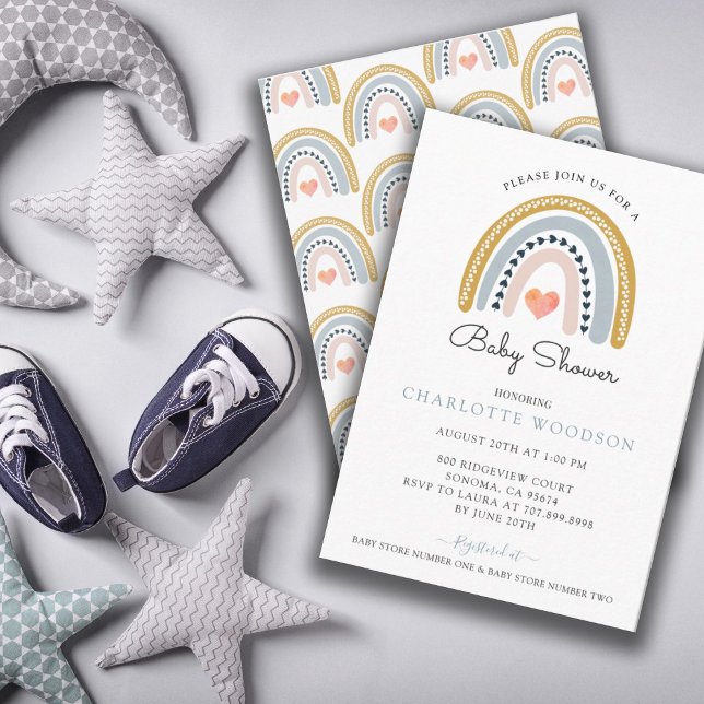 Cute Rainbow Watercolor Boy Baby shower Invitation (Créateur téléchargé)