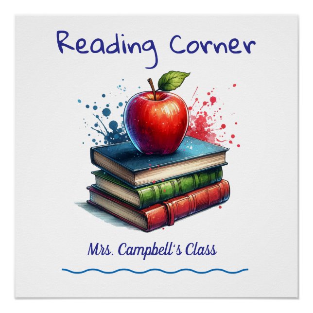  Cute Reading School CLASSROOM Poster Personalize (Devant)