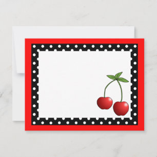 Cute Red Cherries Flat Merci Cartes De Note