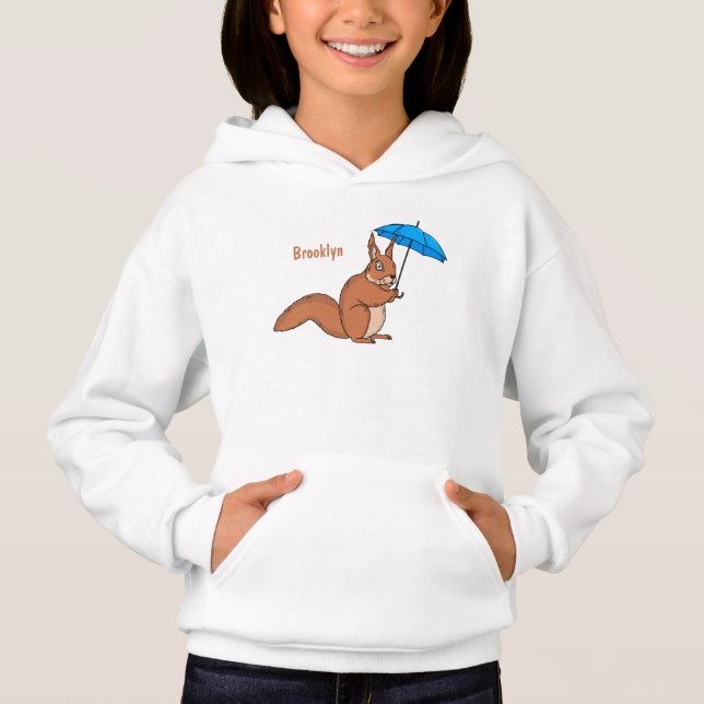 Cute red squirrel with umbrella cartoon  (Devant)
