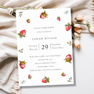 Cute Red Strawberry Baby shower Invitation