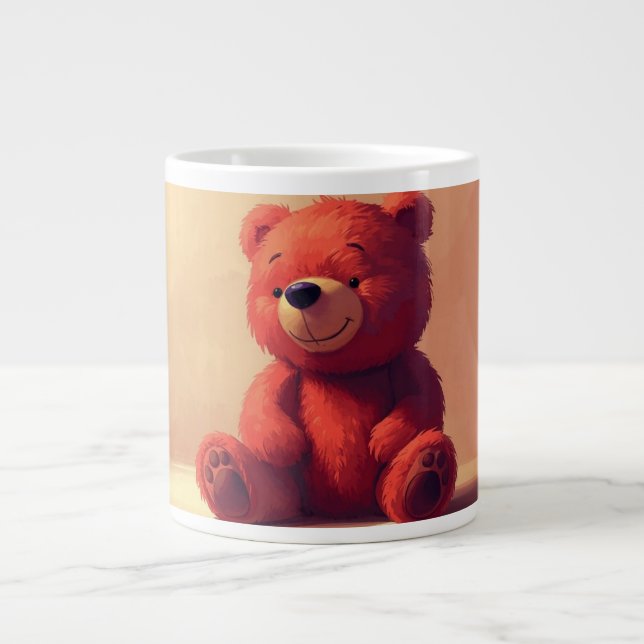 Cute Red Teddy Bear Mug – Cozy Kawaii Gift Cup (Devant)