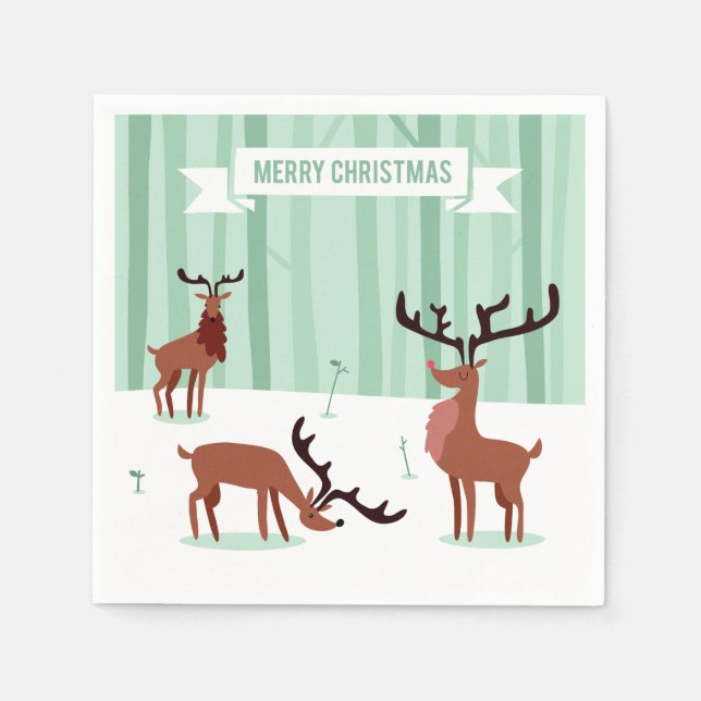 Cute Reindeds serviettes en papier de Noël (Devant)