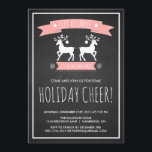 Cute Reindeer Chalkboard Fête Invitation<br><div class="desc">Snowflakes et Reindeer Chalkboard Fête Invitation Personnalisable invitation de fête de vacances. Il comportait deux bannières roses,  des flocons de neige et des rennes jumeaux ornés de bijoux.</div>
