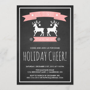 Cute Reindeer Chalkboard Fête Invitation
