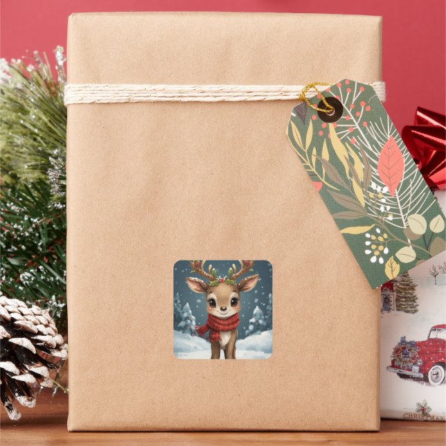 Cute reindeer christmas sticker for gifts notebook (vacances)