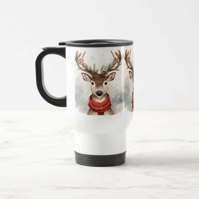 Cute Reindeer Christmas Travel Mug For Cozy Winter (Gauche)