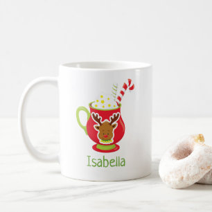 Cute Reindeer Hot Cocoa Mug de Noël personnalisé