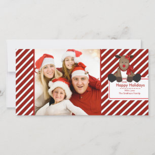 CUTE Reindeer Joyeux Noël Famille Carte photo