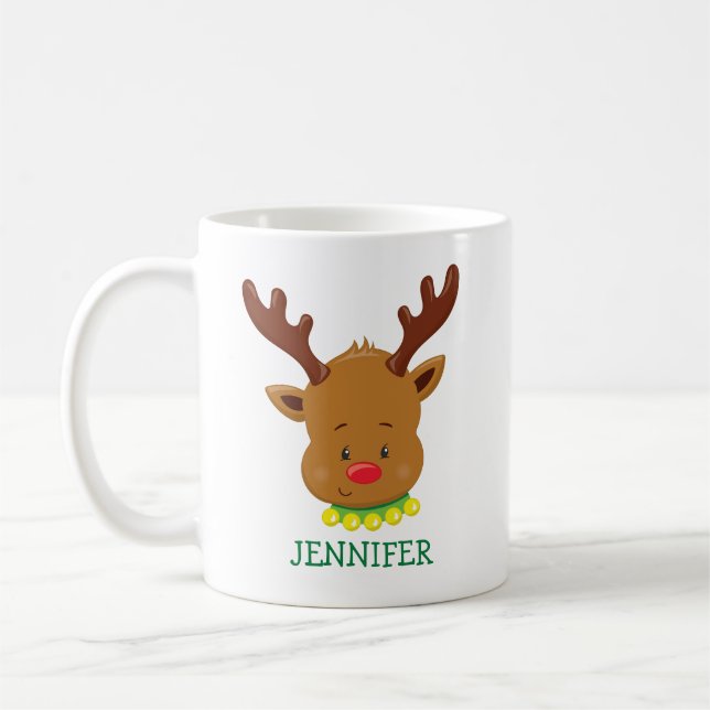 Cute Reindeer Mug de Noël personnalisé (Gauche)