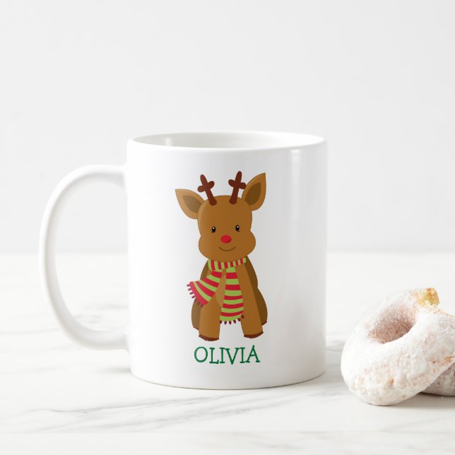 Cute Reindeer Mug de Noël personnalisé (Avec donut)