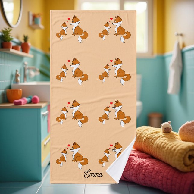 Cute renard avec le coeur, dessiné à la main, pers (Créateur téléchargé)