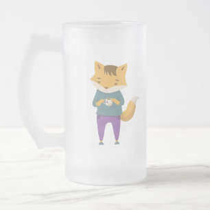 Cute renard avec tasse de thé