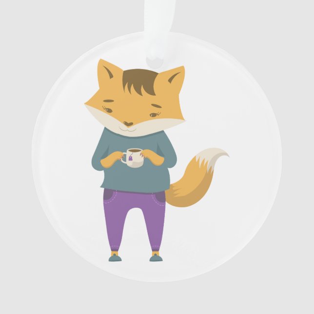 Cute renard avec tasse de thé (devant)