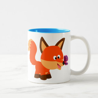 Cute Renard Cartoon Et Mug Papillon