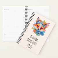 Cute Renard orange avec Couronne florale