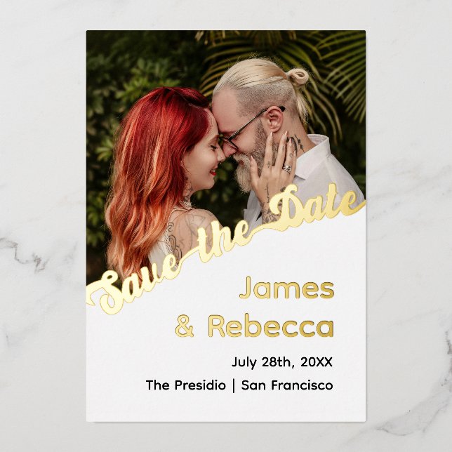 Cute Retro Boho Minimaliste Quirky Foil Invitation (Recto)