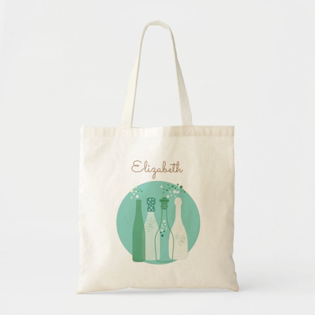 Cute Retro Champagne Bubbles Sac fourre-tout perso (Devant)