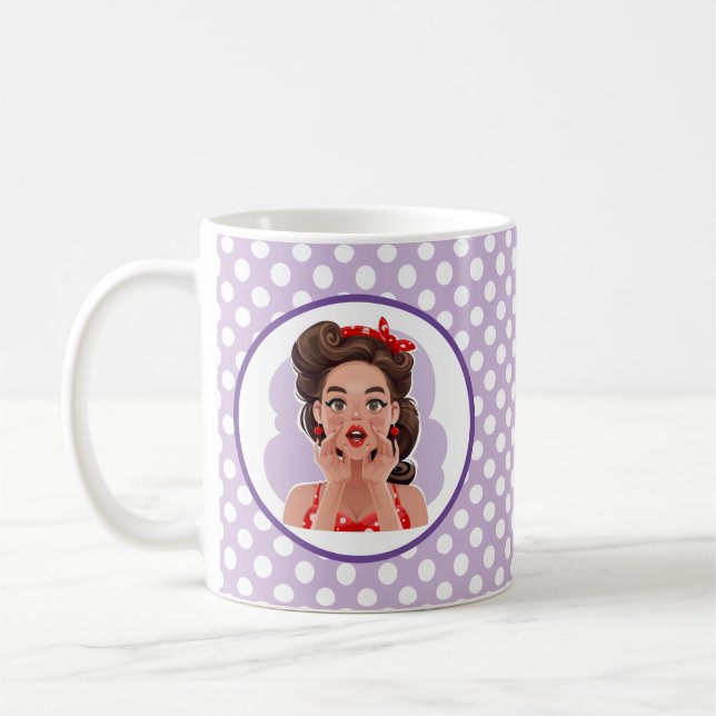 Cute Retro Girl Mug (Gauche)