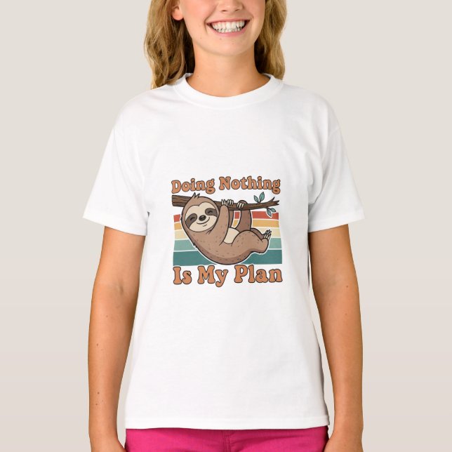 Cute Retro Sloth Girls Graphic T-Shirt (Devant)