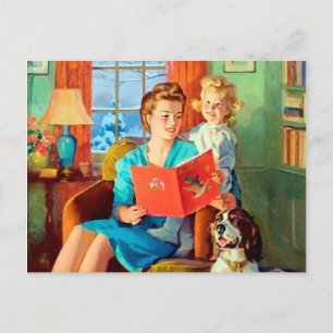 Cute retro vintage Lecture carte postale